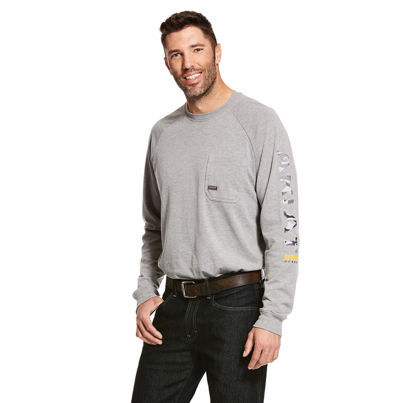 Ariat T-Shirts Herren - Rebar Cotton Strong Graphic Grau ( CLAWQ-0296 )